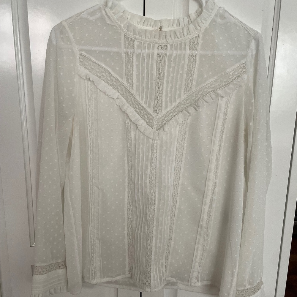Sezane Lined White Top With Lace Details 38